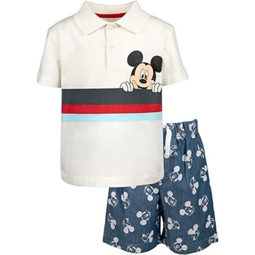 Disney Boys' 2-Piece Polo Shirt and Shorts Set Toddler to Big Kid