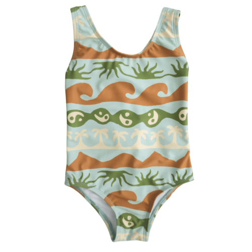 Blue/Green Baja Tide Girl Swim One-Piece