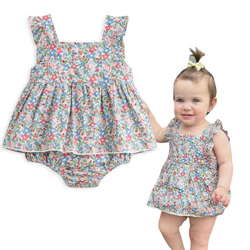 Simplee kids Baby Infant Girls Cotton Short Ruffle Sleeve Summer Romper Outfits 3-24 Months