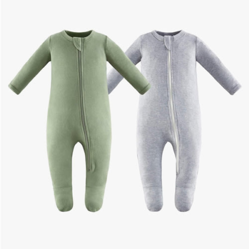 Owlivia Organic Cotton Baby Pajamas, Boys Girls Zip Front Sleep 'N Play Pjs, Footed Sleeper, Long Sleeve