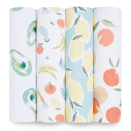 Fruit Print Cotton Muslin Swaddle 4pk | aden + anais