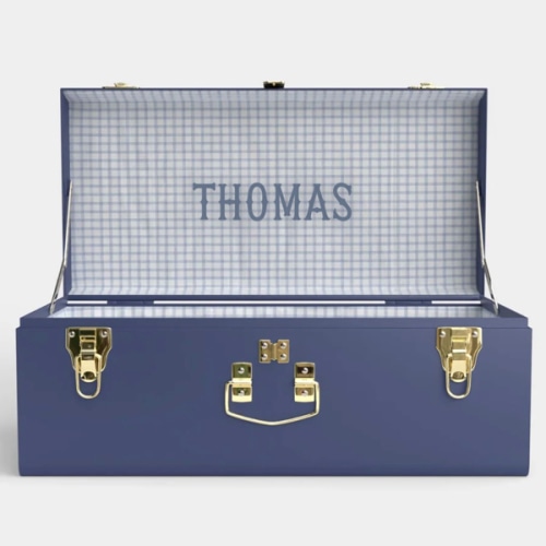 Petite Trunk - Navy - Hide and Seek Cream / Embroidery