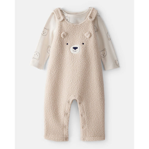 Baby Boy 2-Piece Bear Sherpa Long-Sleeve Overall Set - Brown | Carter's