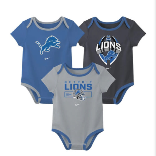 NFL Detroit Lions Infant Nike 2025 Creeper 3-Piece Onesie Set - Blue - Just Sports
