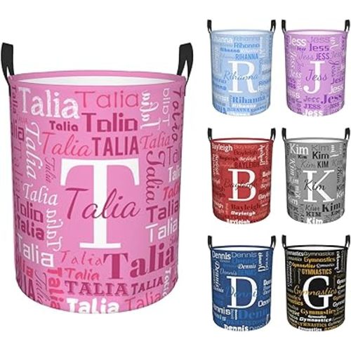 Custom Name Laundry Hamper, Personalized Laundry Baskets with Name for Boys Girls Women Men, Customized Collapsible Dirty Clothes Hamper with Handles Storage Gifts for Bathroom Bedroom Living Room