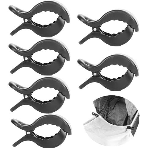 6pcs Stroller Clips Pegs to Hook Muslin and Toys Seat Cover, Blanket Clips, Car Seat Cover Clip, Plastic Universal Clip, Nursing Cover, Pram Toy Holder, Blanket Clamp. （ Black)