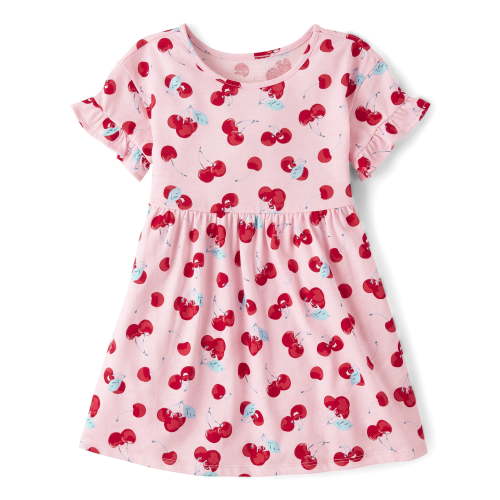 The Children's Place Baby & Toddler Girls Short Sleeve Cherry Babydoll Dress, Sizes 6M-5T