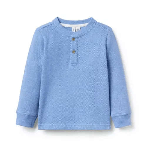 Boy Blue Suede Textured Jacquard Henley Tee by Janie and Jack