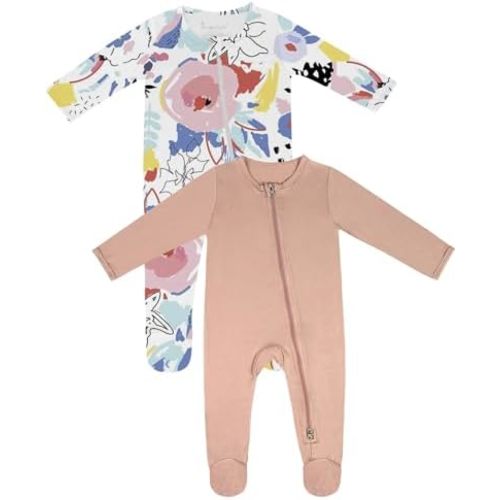 Jimonda Bamboo Baby Pajamas,Unisex Boys Girls One-Piece Footies,Long Sleeve Sleepers 2-Way Zip closure Romper
