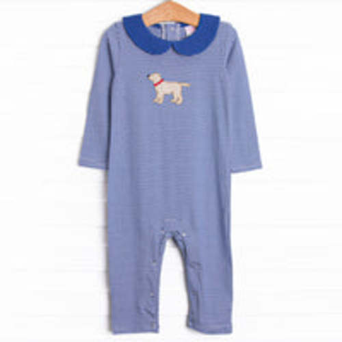 One Lucky Pup Applique Romper, Blue – Stitchy Fish
