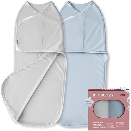 Momcozy Swaddles for Newborns, Quiet Fastener Swaddle Suitable for Infant 0-3 Months, New-Parent-Friendly Sleep Sack, Reduce Startle Reflex, Newborn Boys Girls Registry Essentials, 2-Pack, Drift