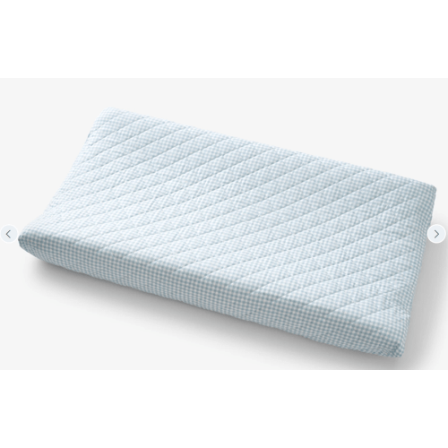 Ditsy Gingham Classic Cool Organic Cotton Percale Quilted Changing Pad Cover