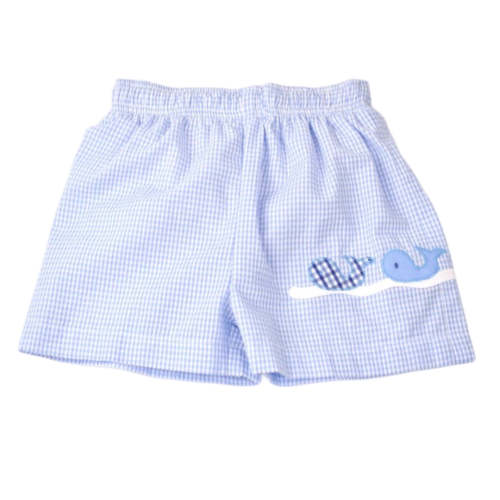 Whales Blue Gingham Swim Trunks 2025- 6M