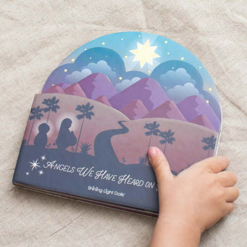 Angels We Have Heard On High shaped book - Shining Light Dolls
