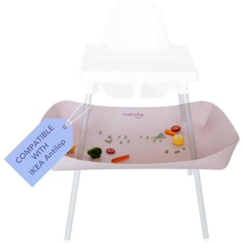 CATCHY -Food Catcher- Compatible with IKEA Antilop High Chair + 11 Other High Chairs -Highchair Sold Separately- Baby & Toddler Food & Mess Catcher -Premium Linen Inspired- Under High Chair Accessory