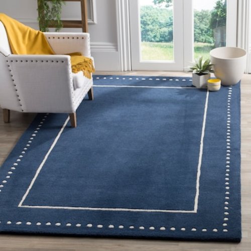 Safavieh Bella Huon 8 X 10 (ft) Wool Navy Blue/Ivory Indoor Border Farmhouse/Cottage Area Rug BEL151G-8 at Lowes.com