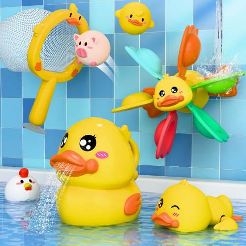 Baby Duck Bath Toy, Toddler Bathtub Suction Water Spinner Gear