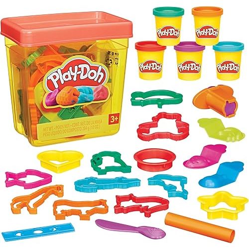 Play-Doh Fun Tub Set, 19 Accessories & Reusable Storage Container, Preschool Toys, Kids Arts & Crafts, Back to School Gifts, Ages 3+ (Amazon Exclusive)