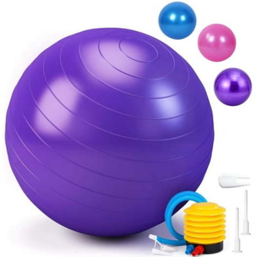 Exercise Ball, Pilates Yoga Ball for Fitness Pregnancy, Stability Balance Ball Chair with Quick Pump, Anti-Burst Workout Gym Equipment for Home, Office (Purple 75cm)