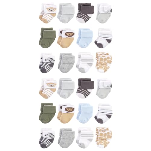 Hudson Baby Unisex Cotton Rich Baby Terry Socks 24-Pack