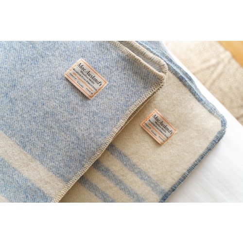 MacAuslands Woollen Mills Blue Tweed w/Natural White throw