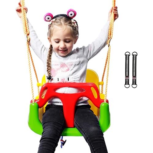 RedSwing 3-in-1 Baby Swing Seat, Toddler Swing, Anti-Flip Snug & Secure Detachable Infants to Teens Kids Swing Seat for Outside Playground, Green