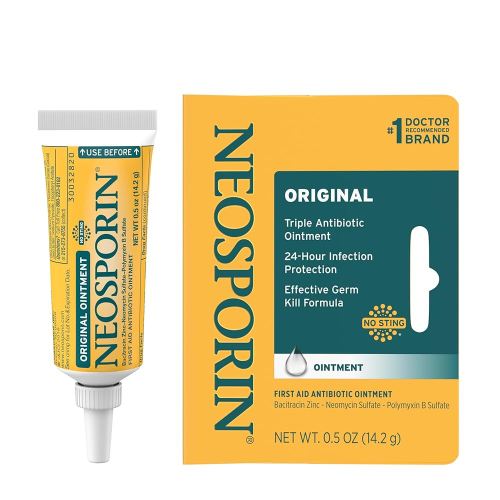 Neosporin Original First Aid Antibiotic Ointment with Bacitracin Zinc for Infection Protection, Wound Care Treatment & Scar Appearance Minimizer for Minor Cuts, Scrapes and Burns,.5 oz
