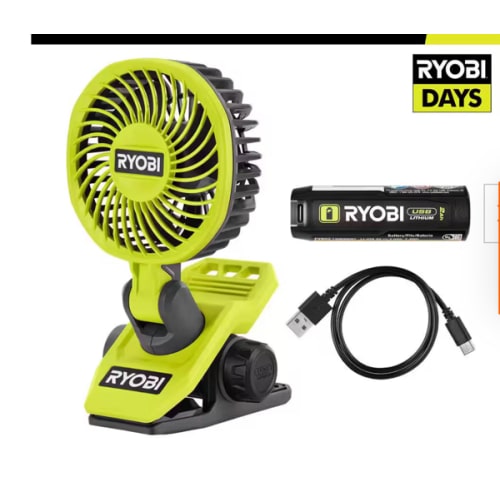 USB Lithium Clamp Fan Kit with 2.0 Ah USB Lithium Battery and Charging Cable