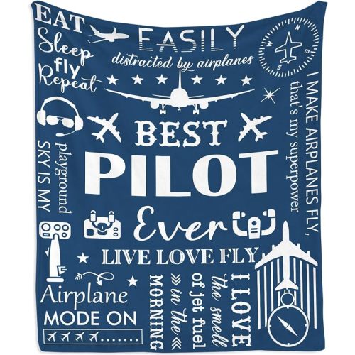 Pilot Gifts Blanket 60"X50", Pilots Gift Aviation Men, Unique Aviation Present Ideas for Man, Helicopter Airplane Lovers Birthday Decor for Him Husband Son, Aviator Father's Day Throw Blankets