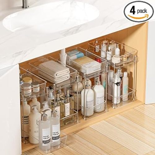 Vtopmart 4 Pack Taller Pull Out Bathroom Under Sink Organizer (S-Higher)