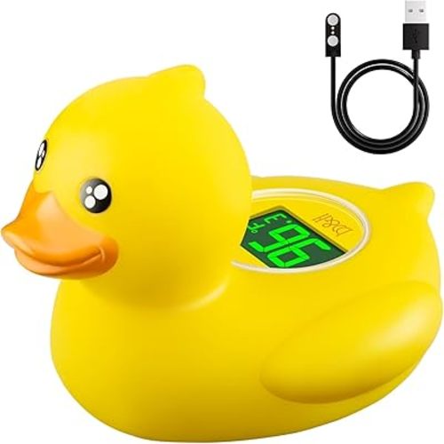 b&h Rechargeable Baby Bath Thermometer - Fast Temperature Reading, Digital Water Temperature Thermometer for Bathtub and Room, Safety Infant Floating Bath Toy, Baby Duck