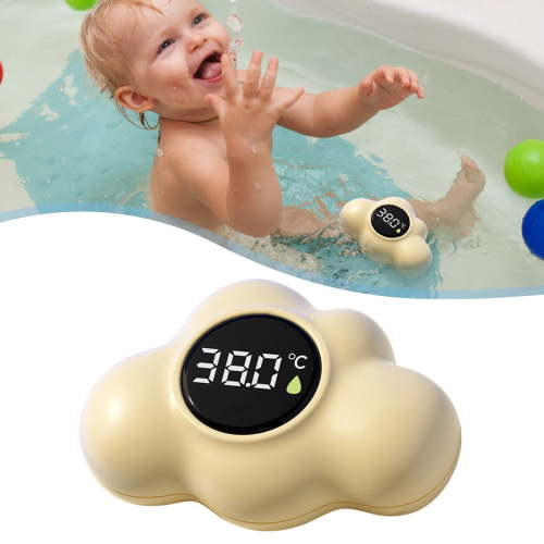 FENGGHAO Cloud Digital Floating Thermometer Baby Bath Temperature Gauge Silent Alert Waterproof Tub Thermometer for Newborns Yellow