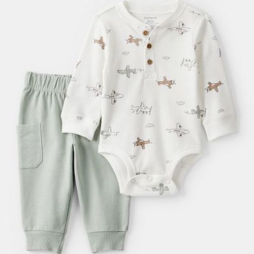 Baby Boy Carter's 2-Piece Airplane Thermal Bodysuit & Jogger Set