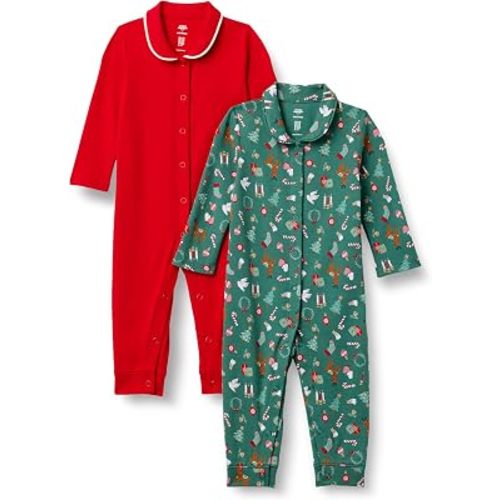 Amazon Essentials x Sofia Grainge Unisex Babies' Cotton Footless Sleepsuit, Pack of 2