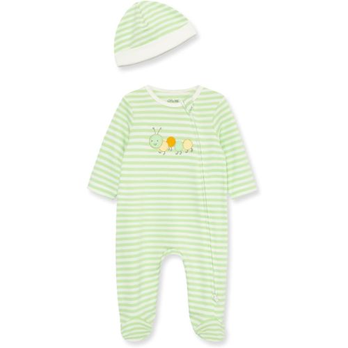 Little Me Clothes for Baby Unisex Gender Neutral Sleeper and Cap Set, 100% Cotton Scratch-Free Tag, Preemie to 9 Months