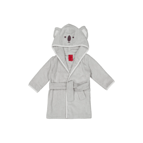 Cotton Hooded Bath Robe - Koala - Grey - One Size