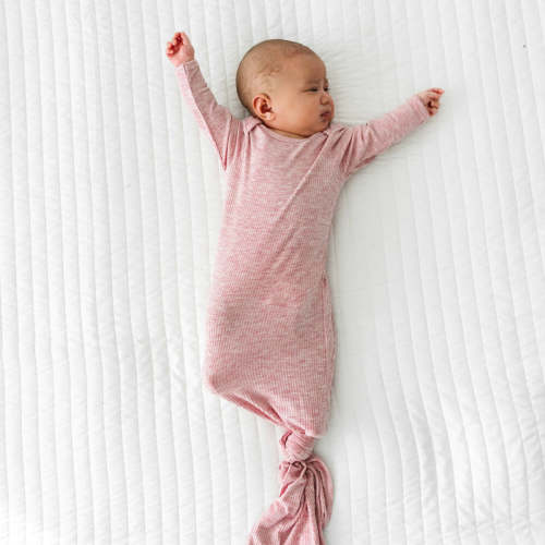Heather Mauve Ribbed Infant Knotted Gown