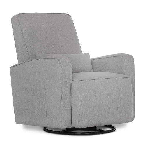 Evolur Holland Upholstered Swivel Glider | Rocker I Included Lumbar Pillow I Modern Design, Luxe Grey