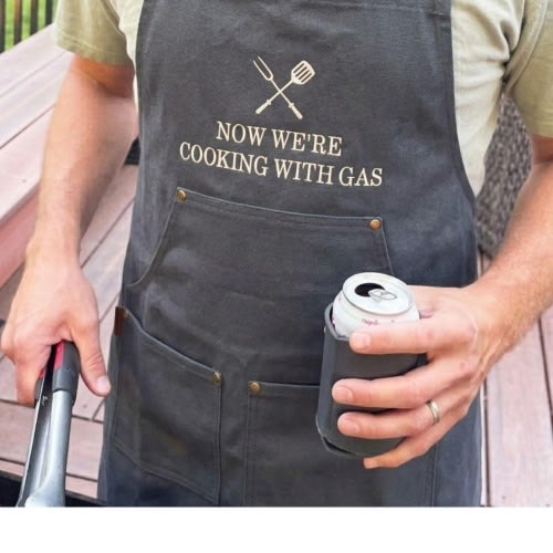 HI HUNGRY, I’M DAD | Personalized Embroidered Apron | Custom Apron for Him | Canvas Full-Length Personalized Apron | Father's Day Gift