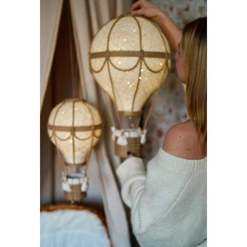 Hot Air Balloon Nursery Lamp Set of 2, Large and Small Linen Light, Gender Neutral Baby Shower Gift, Floating Cloud Nursery Decor