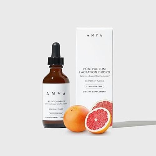 ANYA Postpartum - Lactation Drops (2 fl oz, 30 Servings), Grapefruit Flavor, Breast Milk Supply Booster, Supports Lactation, Breastfeeding Supplements for Moms, Made with Organic Herbs, Non-GMO
