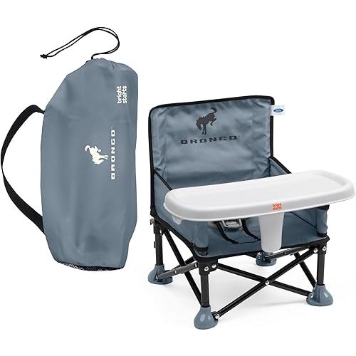 Bright Starts Ford Bronco Pop 'N Sit Portable Booster Chair, Floor Seat, Indoor/Outdoor Use, Compact Fold, Area 51 Color, 6 Mos - 3 Yrs
