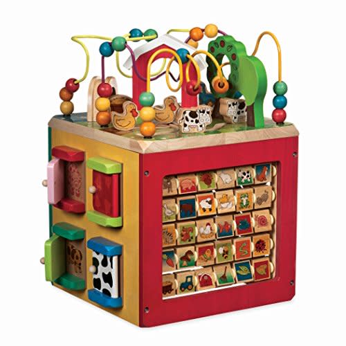 Battat  Activity Cube With Farm Theme  Educational Wooden Toys For Toddlers And Kids  1 Year +