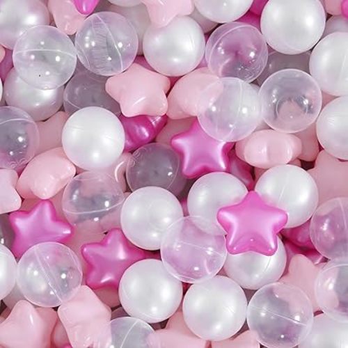Star Ball Pit Balls for Toddlers，50 100 200 500 Plastic Balls with Stars Phthalate Free BPA Free for Playhouse, Baby Pool, Play Ball Fun Centers, for Babies, Kids, Toddlers 1-3 Indoor Outdoor