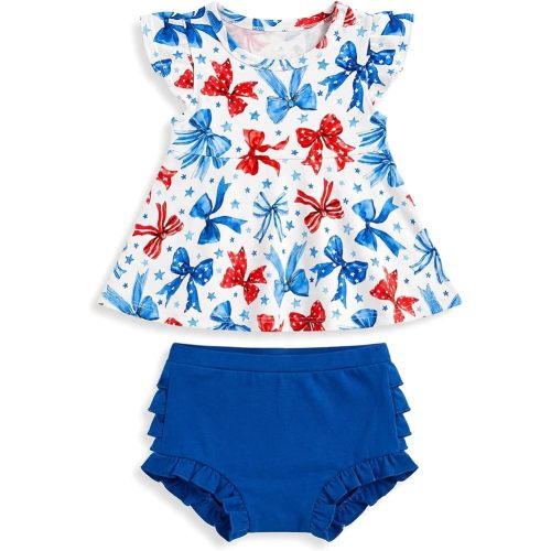 Bamboo Viscose Baby Girl Outfit Cap Sleeve Top with Bloomers 2 Piece Baby Girl Clothing Set