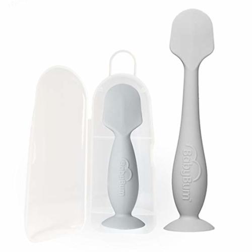 Baby Bum Brush, Original Diaper Rash Cream Applicator, Soft Flexible Silicone Brush, Unique Gift + Mini Diaper Rash Cream Applicator with Travel Case, (Gray + Gray)