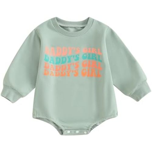 Newborn Baby Girl Romper Daddys Girl Clothes Long Sleeve Round Neck Romper Toddler Girl Outfit