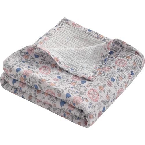 NTBAY Muslin Baby Swaddle Blanket, 2-Layer, 30x40 Lightweight Receiving Blanket for Newborns and Infants, Crib Stroller Travel Use, Vintage Floral