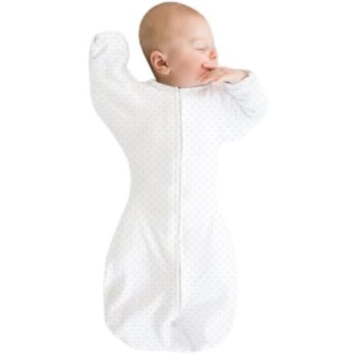 SwaddleDesigns Transitional Swaddle Sack, Arms Up Half-Length Sleeve & Mitten, Most Gradual Transition Swaddle for Newborn