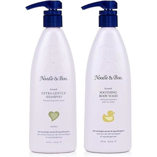 Noodle & Boo Lavender 2 Piece Baby Bundle Soothing Newborn and Baby Bath , 16 Fl Oz (Pack of 1) + Noodle & Boo Lavender Extra Gentle Newborn and Baby Shampoo for Sensitive Skin, 16 fl. oz.